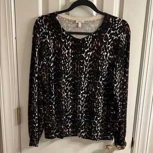 Talbots Black, Brown and White Long Sleeve Cardigan Sweater